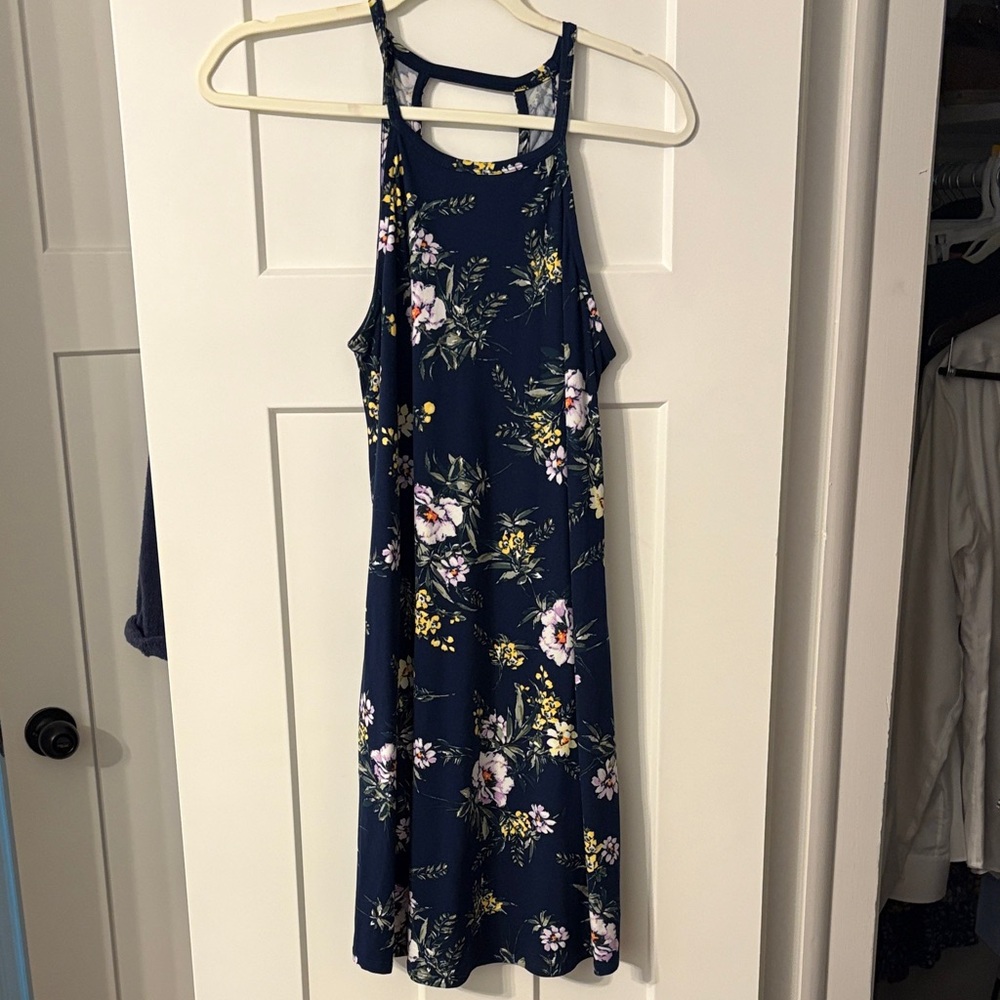 Floral Navy Sleeveless Dress